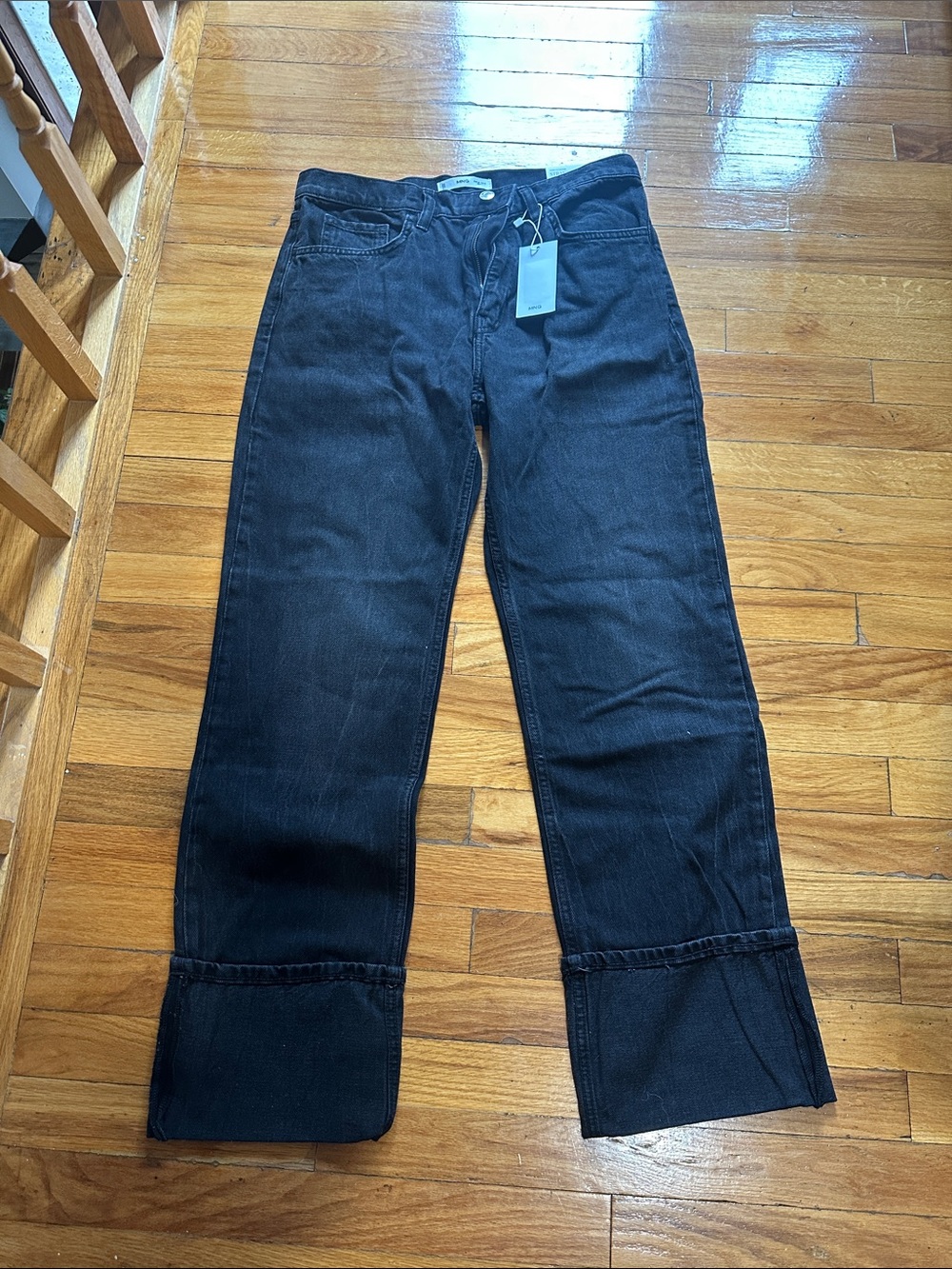 Mango Women's Straight-Leg Jeans in Black